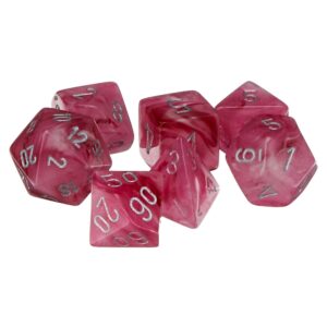 CHESSEX 27584 BOREALIS LUMINARY POLYHEDRAL 7 DICE SET PINK/SILVER