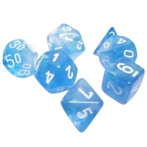 CHESSEX 27586 BOREALIS LUMINARY POLYHEDRAL 7 DICE SET SKY BLUE/WHITE
