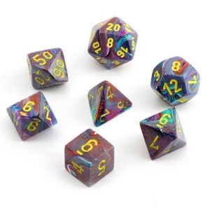 CHESSEX 20450 FESTIVE MINI POLYHEDRAL 7 DICE SET MOSAIC/YELLOW