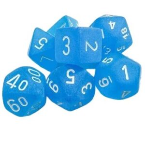 CHESSEX 27406 FROSTED POLYHEDRAL 7 DICE SET BLUE/WHITE