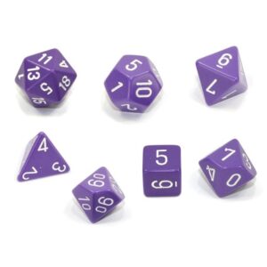 CHESSEX 25407 OPAQUE POLYHEDRAL 7 DICE SET PURPLE/WHITE