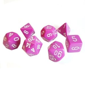 CHESSEX 25427 OPAQUE POLYHEDRAL 7 DICE SET PURPLE/WHITE
