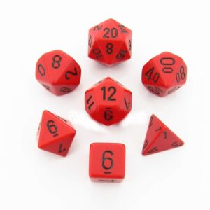 CHESSEX 25414 OPAQUE POLYHEDRAL 7 DICE SET RED/BLACK