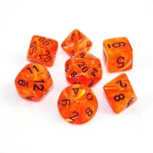 CHESSEX 27433 VORTEX POLYHEDRAL 7 DICE SET ORANGE/BLACK