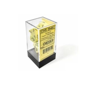 CHESSEX 25462 OPAQUE POLYHEDRAL 7 DICE SET PASTEL-YELLOW/BLACK