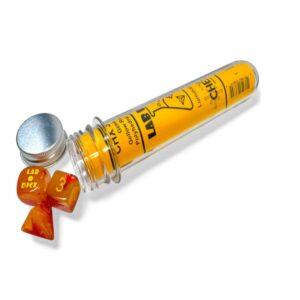 CHESSEX 30051 GEMINI GELLOW-RED/YELLOW POHLYHEDRAL LUMINARY 7 DICE SET IN TUBE