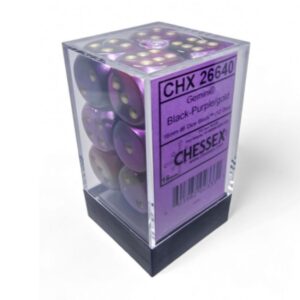 CHESSEX 26640 GEMINI 16mm 12xD6 BLACK-PURPLE/GOLD