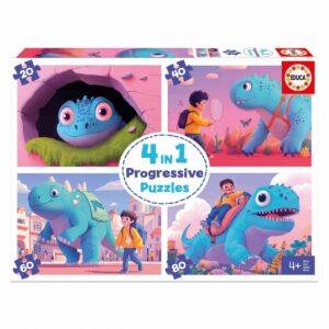 EDUCA 4 IN 1 PROGRESSIVE PUZZLES FRIENDLY DINOS
