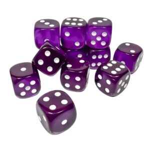 CHESSEX 23607 TRANSLUCENT 16mm 12xD6 PURPLE/WHITE