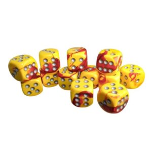CHESSEX 26650 GEMINI 16mm 12xD6 RED-YELLOW/SILVER