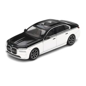 MINI GT 1:64 BMW I7 (G70) XDRIVE60 BLACK SAPPHIRE / ALPINE WHITE (MGT00959)