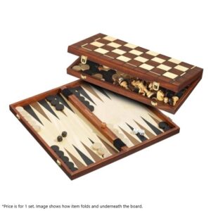PHILOS 16" CHESS/CHECKERS/BACKGAMMON WOOD SET