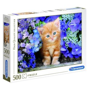CLEMENTONI 500 PIECE GINGER CAT IN FLOWERS