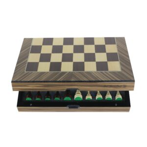 DAL ROSSI 16" FOLDING CHESS PALISANDER BOX WOOD
