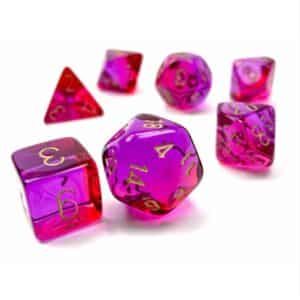 CHESSEX 26467 GEMINI POLYHEDRAL 7 DICE SET TRANSLUCENT RED-VIOLET/GOLD