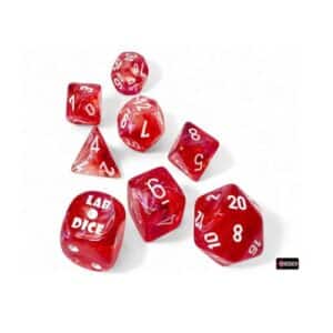 CHESSEX 30070 BOREALIS LUMINARY POLYHEDRAL 7 DICE SET PASSION/WHITE IN TUBE