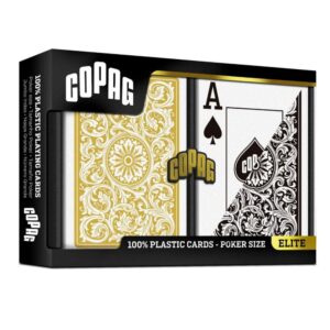 COPAG ELITE POKER JUMBO 100% PLASTIC GOLD/BLACK