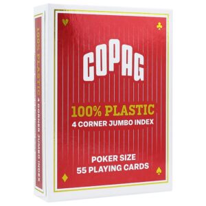 COPAG POKER 4 CORNER JUMBO INDEX 100% PLASTIC RED