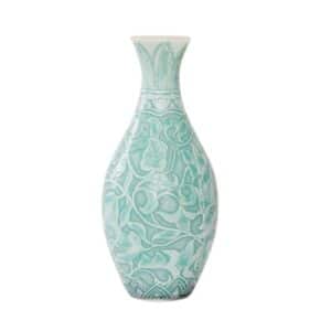 PINTOO 160 PIECE VASE BLUE AND WHITE GLAZED RELIEF (S1036)