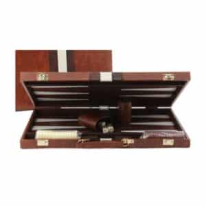 DELUXE BACKGAMMON 18" BROWN TAN