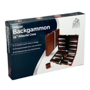 DELUXE BACKGAMMON 15" BROWN VINYL