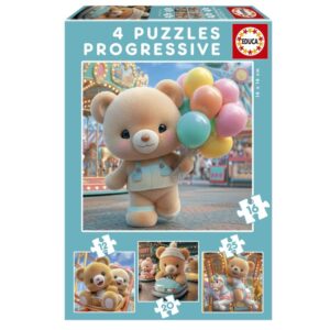 EDUCA 4 IN 1 PROGRESSIVE PUZZLES TEDDY BEARS IN PARK