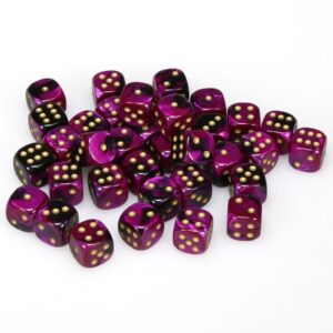CHESSEX 26840 GEMINI 12mm 36xD6 BLACK-PURPLE/GOLD