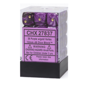 CHESSEX 27837 VORTEX 12mm 36xD6 PURPLE/GOLD