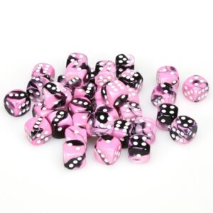 CHESSEX 26830 GEMINI 12mm 36xD6 BLACK/PINK/WHITE