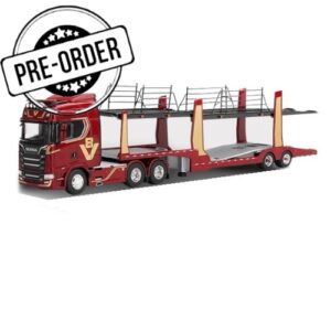 (PRE-ORDER NOW) MINI GT 1:64 SCANIA 770S A6X4NA CAR TRANSPORTER V8 50TH ANNIVERSARY - RED (MGT01350)