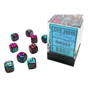 CHESSEX 26849 GEMINI 12mm 36xD6 PURPLE-TEAL/GOLD
