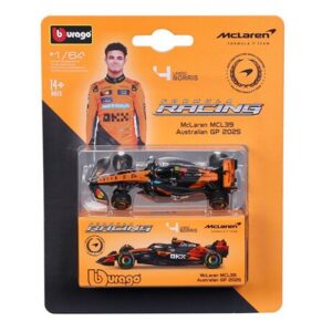 BBURAGO PREMIUM 1:64 F1 MCLAREN MCL39 2025 AUSTRALIAN GP W/COLLECTOR BOX #4 NORRIS