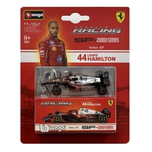BBURAGO PREMIUM 1:64 F1 FERRARI SF-25 2025 ITALIAN GP W/COLLECTOR BOX #44 HAMILTON