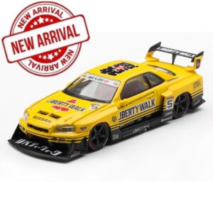 MINI GT 1:64 NISSAN SKYLINE GT-R (R34) LB-ER34 SUPER SILHOUETTE #5 SPORT YELLOW (MGT01182)