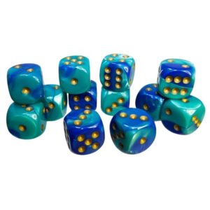 CHESSEX 26659 GEMINI 16mm 12xD6 BLUE-TEAL/GOLD