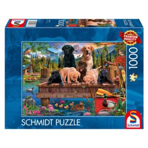 SCHMIDT 1000 PIECE FAMILY OF DOGS AT THE LAKE