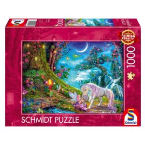 SCHMIDT 1000 PIECE UNICORN AND ELF AMONG THE TALL TIMBERS