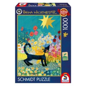 SCHMIDT 1000 PIECE WACHTMEISTER CAT IN A SEA OF BLOSSOMS